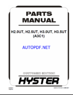 Hyster H2.0UT, H2.5UT, H3.0UT, H3.5UT (A3C1) Forklift Parts Manual