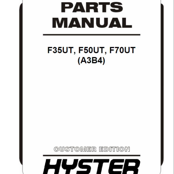 Hyster F35UT, F50UT, F70UT (A3B4) Forklift Parts Manual