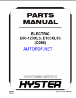 Hyster E80-120XL3, E100XL3S (C098) Forklift Parts ManualHyster E80-120XL3, E100XL3S (C098) Forklift Parts Manual