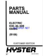Hyster E30, E40, E50B, E60BS (B108) Forklift Parts Manual