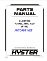 Hyster R30XM, R30XMA, R30XMF (F118) Forklift Parts Manual