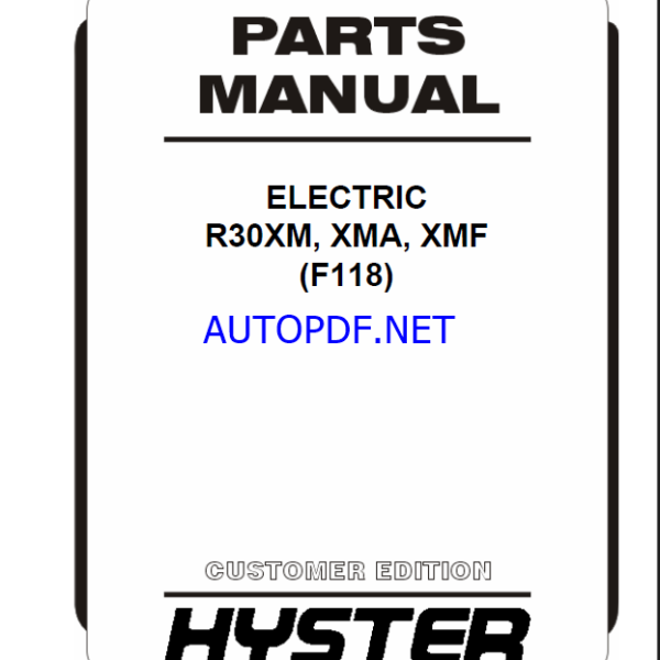 Hyster R30XM, R30XMA, R30XMF (F118) Forklift Parts Manual
