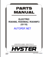 Hyster R30XM2, R30XMA2, R30XMF2 (G118) Forklift Parts Manual