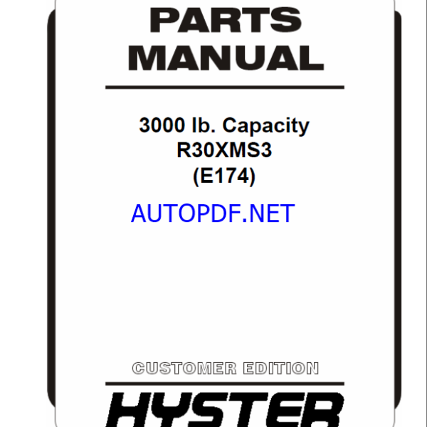 Hyster R30XMS3 (E174) Forklift Parts Manual