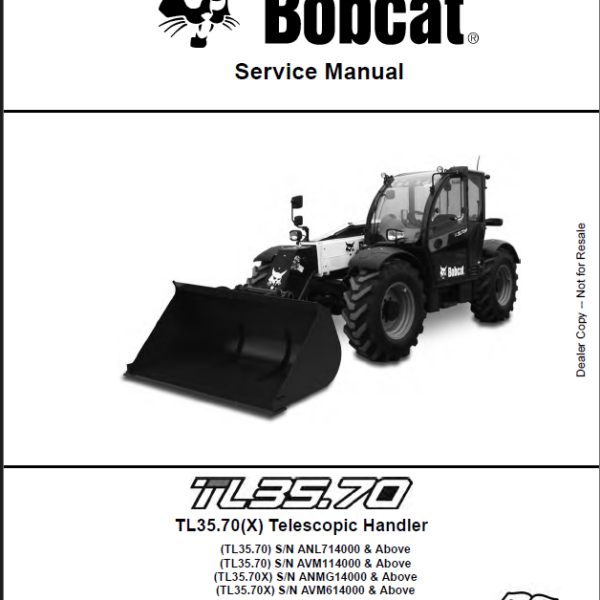 Bobcat TL3570 VersaHANDLER® TTC, Telescopic Handler Service Manual (7283169) (SN ANL714000-ANL799999)