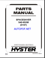 Hyster S40, S65XM (D187) Spacesaver Forklift Parts Manual
