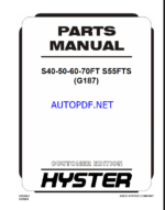 Hyster S40, S50, S60, S70FT, S55FTS (G187) Forklift Parts Manual