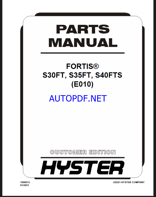 Hyster S30FT, S35FT, S40FTS (E010) Forklift Parts Manual