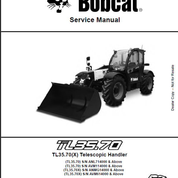 Bobcat TL3570 VersaHANDLER® TTC, Telescopic Handler Service Manual (7283169) (SN ANMG14000-ANMG99999)