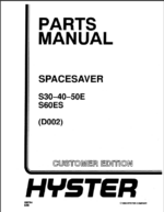 Hyster S30, S40, S50E, S60ES (D002) Spacesaver Forklift Parts Manual