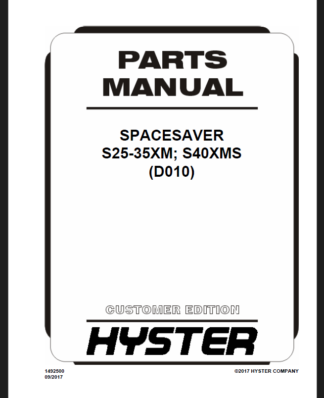 Hyster S25-35XM; S40XMS (D010) Forklift Parts Manual