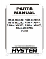 Hyster RS46-29XD-62, RS46-33XD-62, RS46-36XD-62, RS46-41XD-67, RS46-41XD-62S, RS46-41XD-67S, RS46-41XD-75S (F222) Forklift Parts Manual
