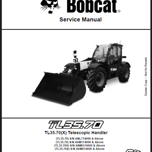 Bobcat TL3570 VersaHANDLER® TTC, Telescopic Handler Service Manual (7283169) (SN AVM114000-AVM199999)