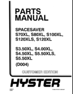 Hyster S70XL, S80XL, S100XL, S120XLS, S120XL, S3.50XL, S4.00XL, S4.50XL, S5.50XLS, S5.50XL (D004) Forklift Parts Manual