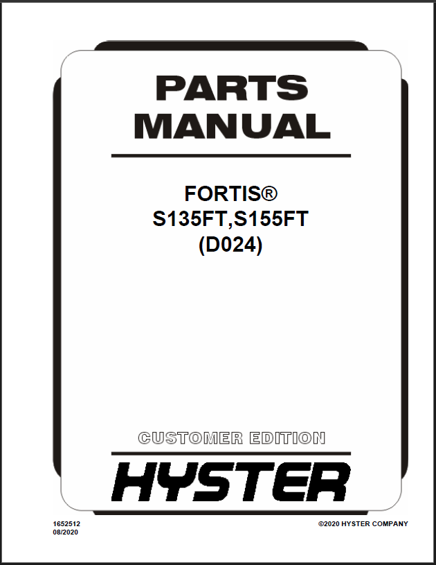 Hyster S135FT, S155FT (D024) Forklift Parts Manual