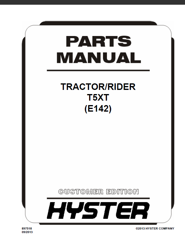 Hyster T5XT (E142) Tractor Rider Parts Manual