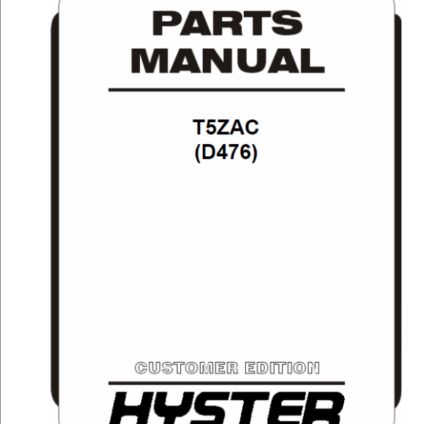 Hyster T5ZAC (D476) Forklift Parts Manual