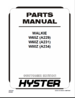 Hyster W65Z (A229) W60Z (A231) W80Z (A234) Walkie Parts Manual