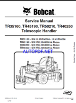 Bobcat TR45190 VersaHANDLER® TTC, Telescopic Handler Service Manual (6989624) (SN HVL1540000-HVL1549999)