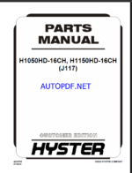 Hyster H1050HD-16CH, H1150HD-16CH (J117) Forklift Parts Manual