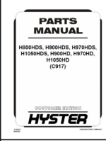 Hyster H800HDS, H900HDS, H970HDS, H1050HDS, H900HD, H970HD, H1050HD (C917) Forklift Parts Manual