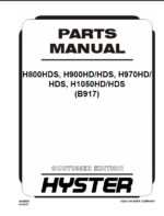 Hyster H800HDS, H900HD, H900HDS, H970HD, H970HDS, H1050HD, H1050HDS (B917) Forklift Parts Manual