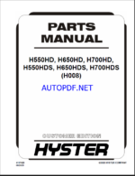 Hyster H550HD, H650HD, H700HD, H550HDS, H650HDS, H700HDS (H008) Forklift Parts Manual