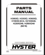 Hyster H300XD, H330XD, H360XD, H150XD-EC4, H210XD48, H230XD48, H250XD48 (N019) Forklift Parts Manual