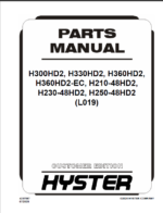 Hyster H300HD2, H330HD2, H360HD2, H360HD2-EC, H210-48HD2, H230-48HD2, H250-48HD2 (L019) Forklift Parts Manual