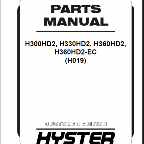 Hyster H300HD2, H330HD2, H360HD2, H360HD2-EC (H019) Forklift Parts Manual