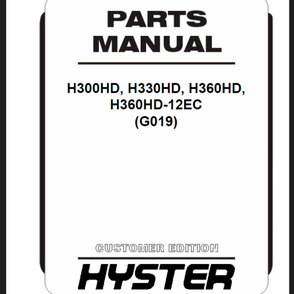 Hyster H300HD, H330HD, H360HD, H360HD-12EC (G019) Forklift Parts Manual