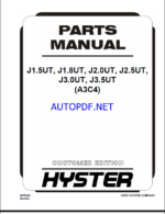 Hyster J1.5UT, J1.8UT, J2.0UT, J2.5UT, J3.0UT, J3.5UT (A3C4) Forklift Parts Manual