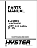 Hyster J40, J50, J60XL, J2.00, J2.50, J3.00XL (B168) Forklift Parts Manual