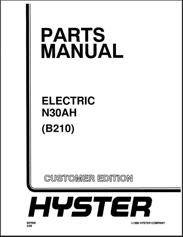 Hyster N30AH (B210) Forklift Parts Manual