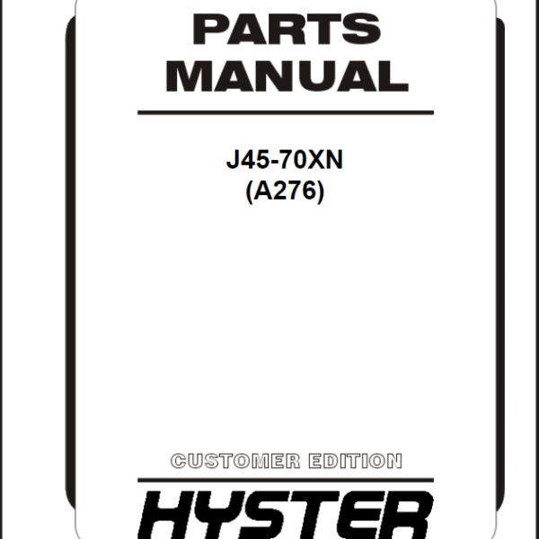 Hyster J45, J70XN (A276) Forklift Parts Manual