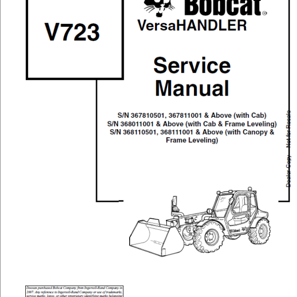 Bobcat VR530C VersaHANDLER® TTC, Telescopic Handler Service Manual (6902760) (NO SN)