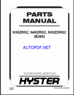 Hyster N35ZRS2, N40ZRS2, N30ZDRS2 (B265) Forklift Parts Manual