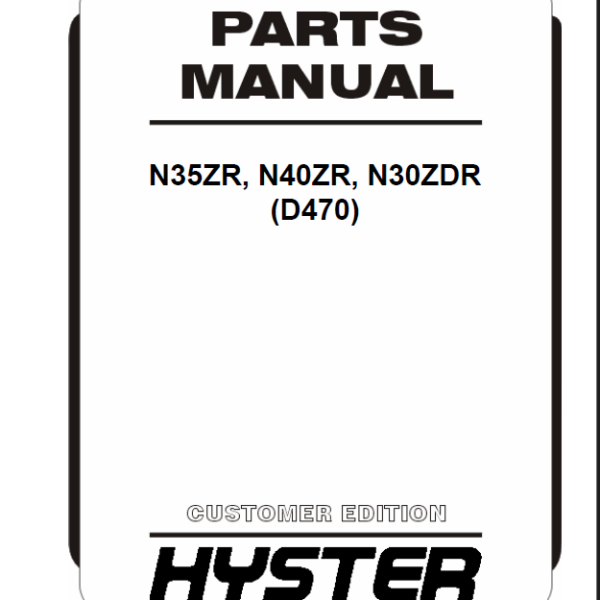 Hyster N35ZR, N40ZR, N30ZDR (D470) Forklift Parts Manual