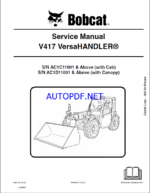 Bobcat V417 VersaHANDLER® TTC, Telescopic Handler Service Manual (6987144) (SN AC1C11001-AC1C99999)