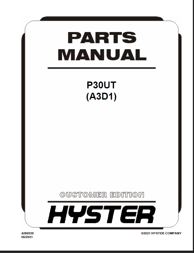 Hyster P30UT(A3D1) Forklift Parts Manual