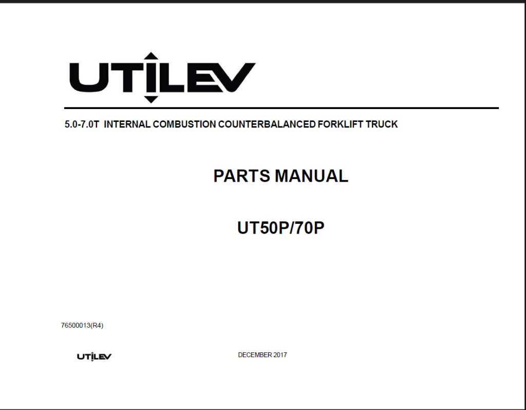Hyster UT50P, UT70P Forklift Parts Manual