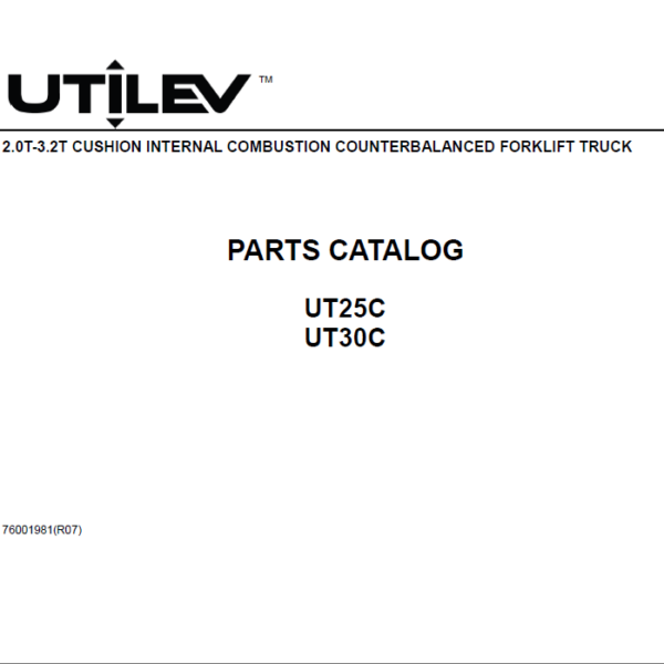Hyster UT25C, UT30C Forklift Parts Manual