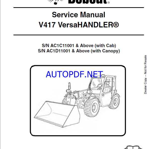 Bobcat V417 VersaHANDLER® TTC, Telescopic Handler Service Manual (6987144) (SN AC1D11001-AC1D99999)