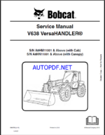 Bobcat V638 VersaHANDLER® TTC, Telescopic Handler Service Manual (6986763) (SN A8HM11001-A8HM99999)