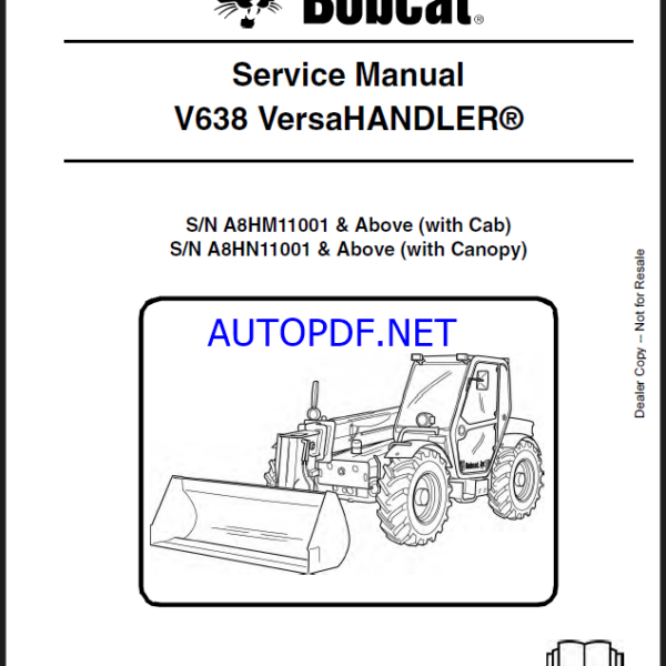 Bobcat V638 VersaHANDLER® TTC, Telescopic Handler Service Manual (6986763) (SN A8HM11001-A8HM99999)