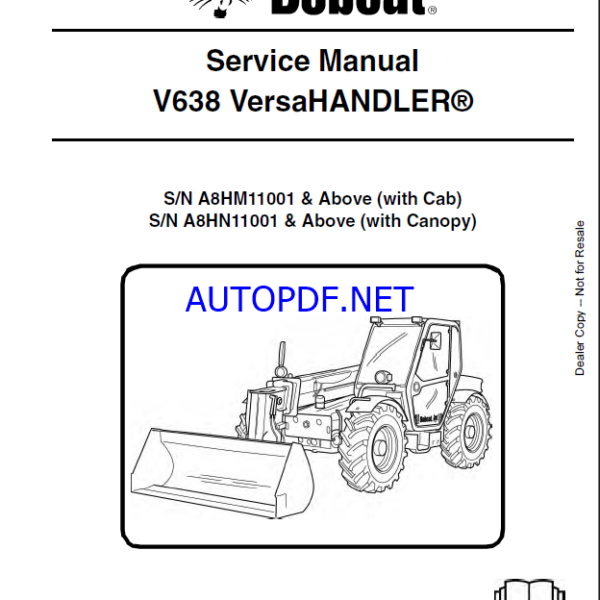 Bobcat V638 VersaHANDLER® TTC, Telescopic Handler Service Manual (6986763) (SN A8HN11001-A8HN99999)