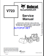 Bobcat V723 VersaHANDLER® TTC, Telescopic Handler Service Manual (6902760) (SN 367810501-367899999)
