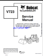 Bobcat V723 VersaHANDLER® TTC, Telescopic Handler Service Manual (6902760) (SN 368011001-368099999)