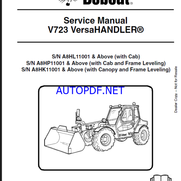 Bobcat V723 VersaHANDLER® TTC, Telescopic Handler Service Manual (6986675) (SN A8HK11001-A8HK99999)