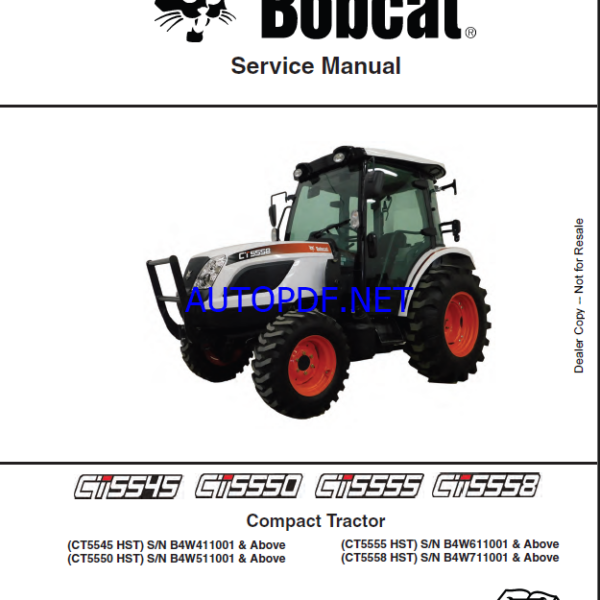 Bobcat CT5555 Compact Tractor Service Manual (7372814) (SN B4W611001-B4W699999)